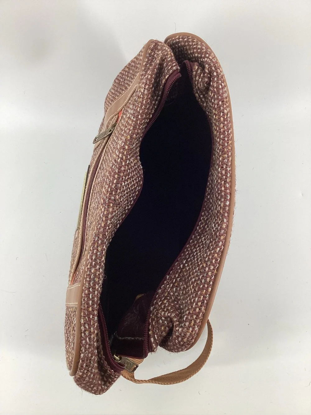 Oscar de la Renta Brown Tweed 3pc Travel Tote and Matching Crossbody Bags